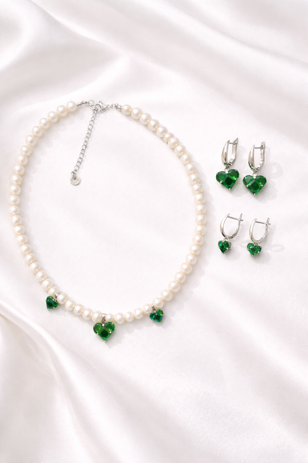 Green Heart Pearl Love Set