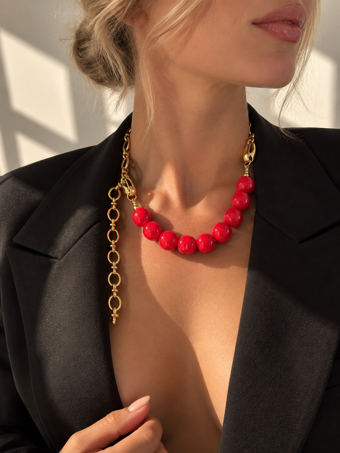 Cherry Charm Necklace – Polymer Clay & Stainless Steel