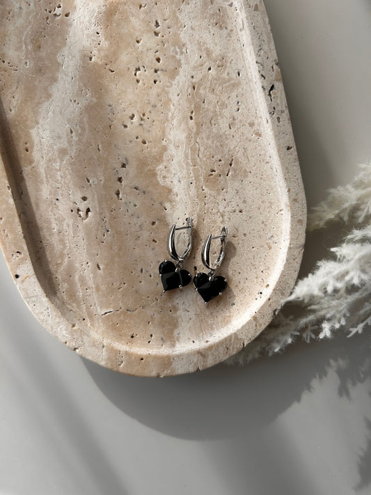 Black Heart Earrings