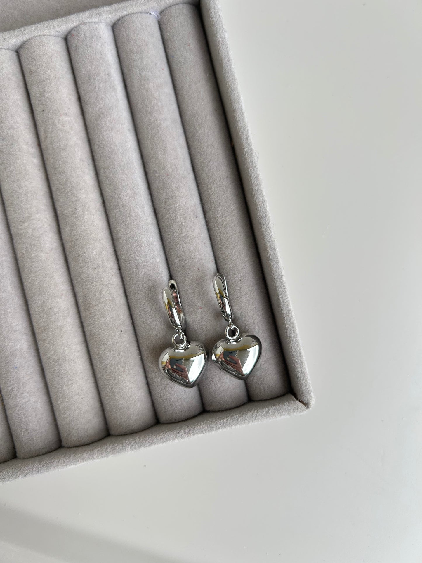 Platium plated heart earrings