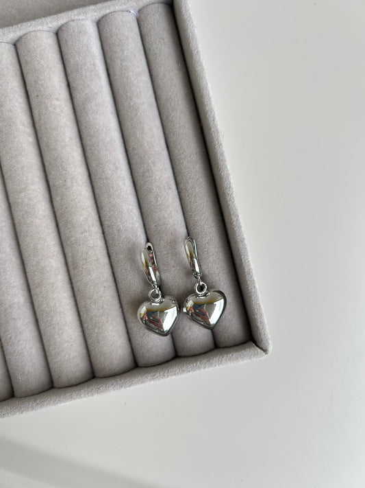 Platium plated heart earrings