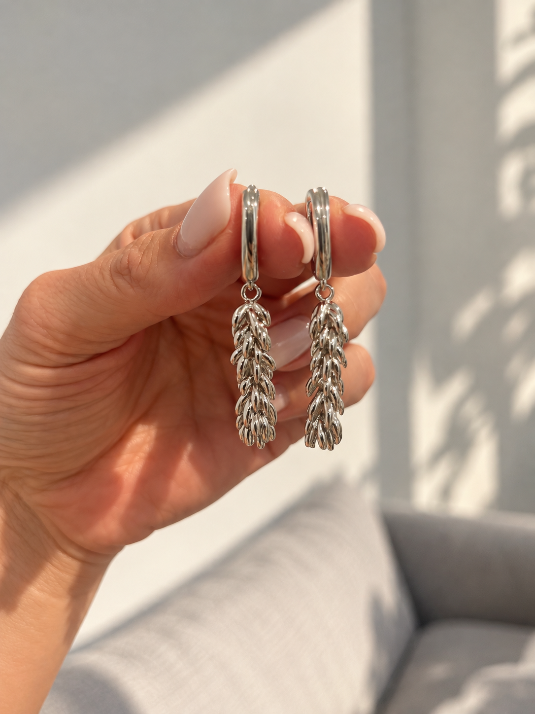 Kolosok Earrings – Rhodium Plated Brass | Ukrainian Symbol