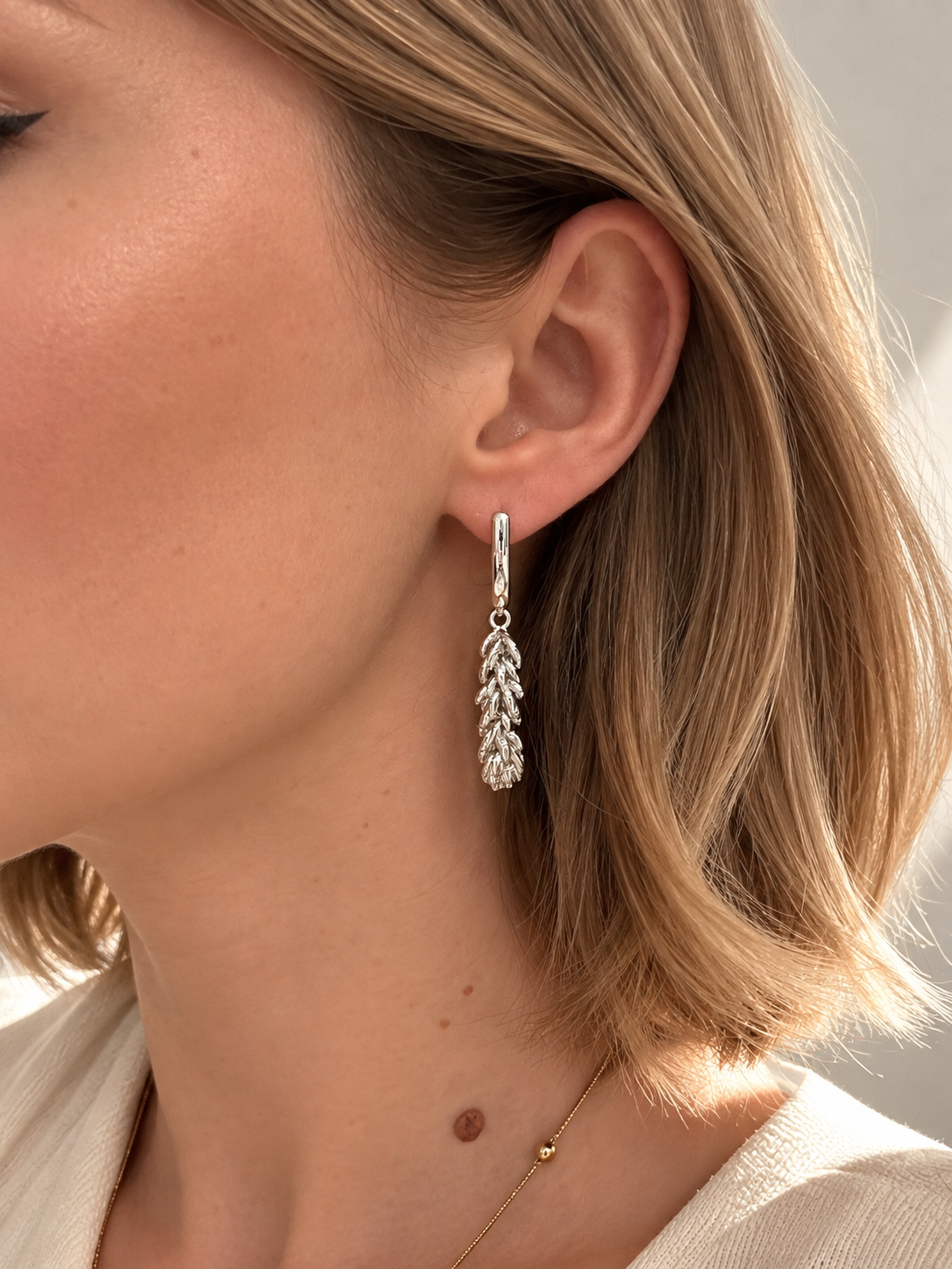Kolosok Earrings – Rhodium Plated Brass | Ukrainian Symbol