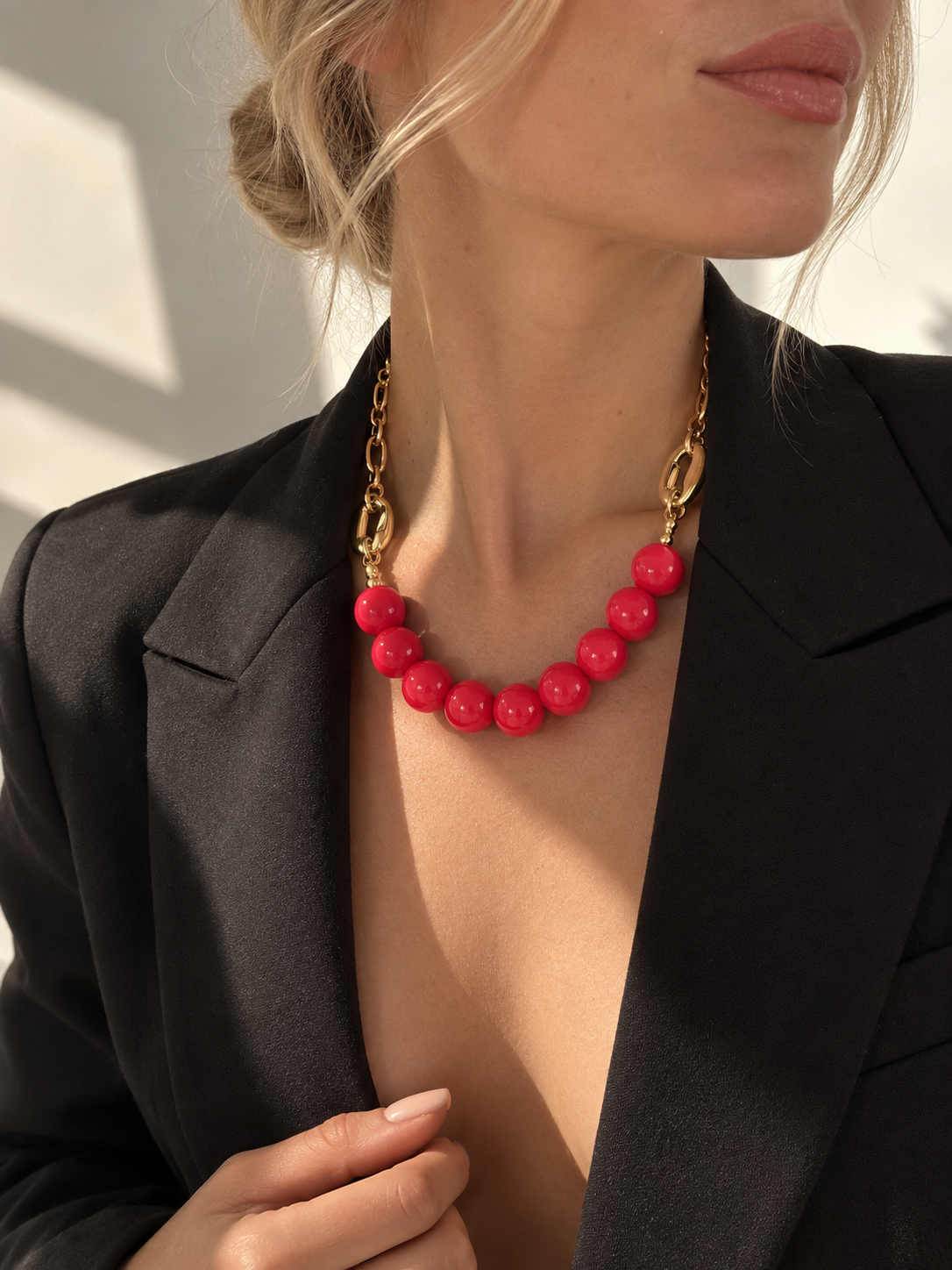 Cherry Charm Necklace – Polymer Clay & Stainless Steel