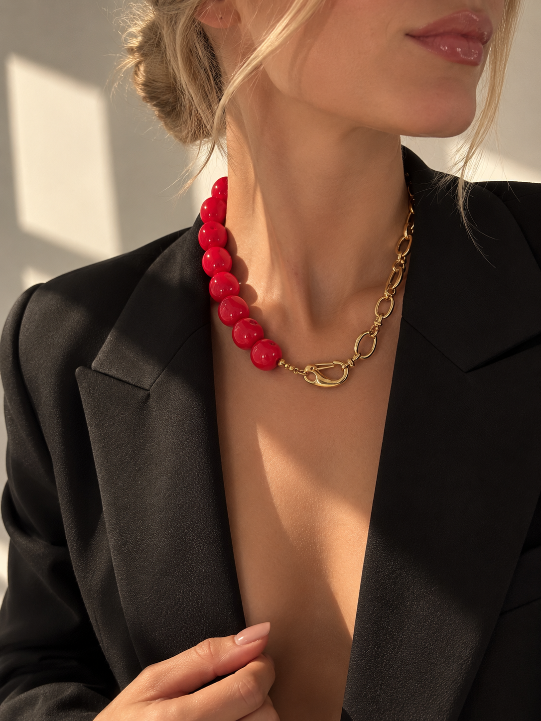 Cherry Charm Necklace – Polymer Clay & Stainless Steel